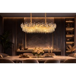 Candelabru din cristal BLOSSOM Imperio 20xE14, auriu lucios, 100x40 cm