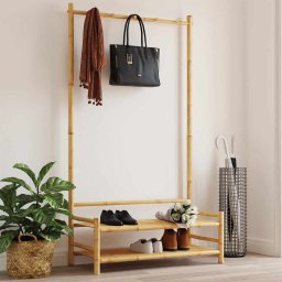 Cuier pentru haine cu rafturi, 103x40x183 cm, bambus GartenMobel Dekor