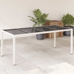 Masa gradina cu blat din sticla, alb, 190x90x75 cm, poliratan GartenMobel Dekor