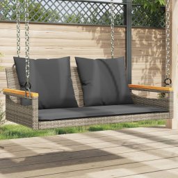 Banca de balansoar cu perne, gri, 109x62x40 cm, poliratan GartenMobel Dekor