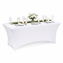 Husa pentru masa dreptunghiulara, culoare alba, elastica, dimensiune 180 x 70 x 74cm FAVLine Selection