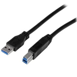 StarTech.com 1m 3 ft Certified SuperSpeed USB 3.0 A to B Cable Cord - USB 3 Cable - 1x USB 3.0 A (M), 1x USB 3.0 B (M) - 1 meter, Black (USB3CAB1M) - USB cable - 1 m