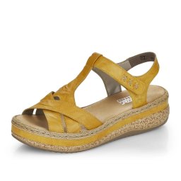 Sandale dama casual, piele ecologica, V0919-68, galben