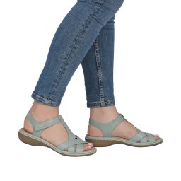 Sandale dama din piele naturala, Rieker 65919-52, verde