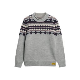 Superdry & Co Pulover 'FAIRISLE' albastru noapte / gri amestecat / verde închis / alb