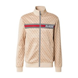 GUESS Bluză cu fermoar sport 'Korbin' maro cappuccino / roșu / negru / alb