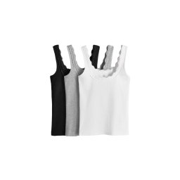 The Set Tricou gri amestecat / negru / alb