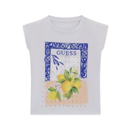 GUESS Tricou albastru / albastru fumuriu / galben / verde