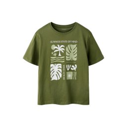 NAME IT Tricou 'NKMJoel' oliv / verde pastel / alb