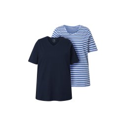 Ulla Popken Tricou albastru închis / alb
