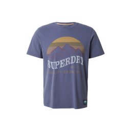 Superdry & Co Tricou 'Outdoors Mountain' albastru închis / gri deschis / kaki / mov zmeură