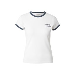 Calvin Klein Jeans Tricou 'Embroidered Logo Ringer' ecru / gri