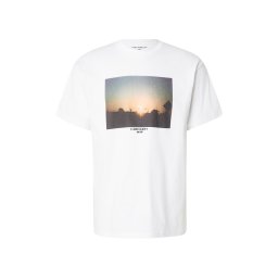 Carhartt WIP Tricou 'Warm Views' azur / portocaliu deschis / negru / alb