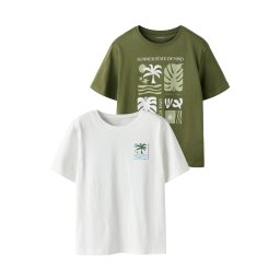 NAME IT Tricou 'NKMJoel' albastru deschis / oliv / verde pastel / alb