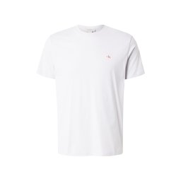 Calvin Klein Jeans Tricou 'Logo Badge' gri deschis / roșu cireș / alb