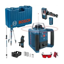 Bosch - GRL 300 HV + BT 300 HD + GR 240 - Nivela laser rotativa, 60 m, +/-0.1 mm/m, 150, 300, 600 rot/min, receptor, trepied, mira, proiectie verticala, valiza plastic