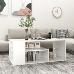 Masuta de cafea, alb extralucios, 100x50x40 cm, PAL GartenMobel Dekor