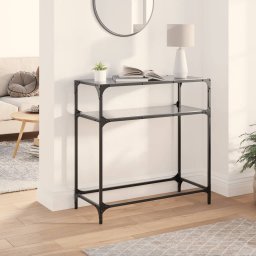 Masuta de cafea, blat din sticla negra, 80x35x81 cm, otel GartenMobel Dekor