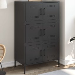 Dulap înalt, negru, 68x39x113 cm, otel GartenMobel Dekor