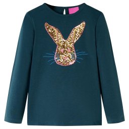 Tricou de copii cu maneci lungi, verde închis, 128 GartenMobel Dekor