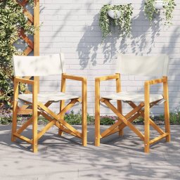 Scaune director pliante, 2 buc., alb crem, material textil GartenMobel Dekor