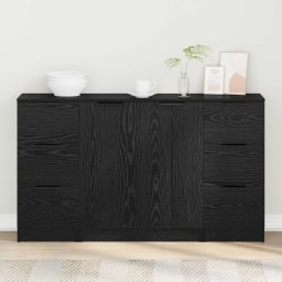 Bufet cu sertar 3 pcs Stejar Negru Lemn compozit GartenMobel Dekor