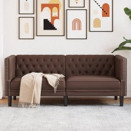 Canapea Chesterfield cu 2 locuri, maro, piele ecologica GartenMobel Dekor