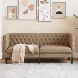 Canapea Chesterfield cu 2 locuri, cappuccino, piele ecologica GartenMobel Dekor