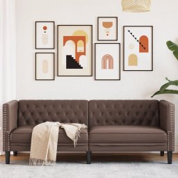 Canapea Chesterfield cu 3 locuri, maro, piele ecologica GartenMobel Dekor