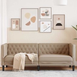 Canapea Chesterfield cu 3 locuri, cappuccino, piele ecologica GartenMobel Dekor