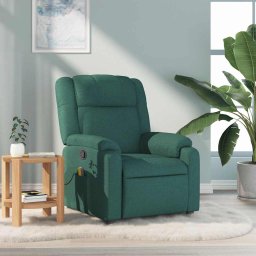 Fotoliu de masaj rabatabil, verde închis, material textil GartenMobel Dekor