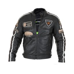 Geaca moto barbati din piele naturala W-TEC Sheawen, neagra