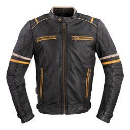 Geaca moto barbati din piele naturala W-TEC Traction, negru