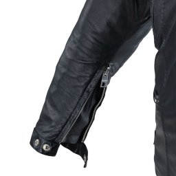 Geaca moto barbati din piele naturala W-TEC Hellsto, neagra
