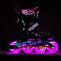 Role reglabile 4 în 1 Nils Extreme LED NH10905, roz curcubeu