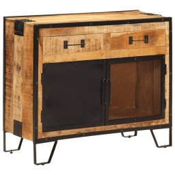 Dulap, 80x31x66 cm, lemn masiv de mango brut si metal GartenMobel Dekor