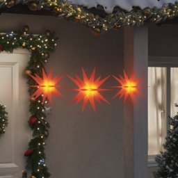 Lumini de Craciun cu LED-uri, 3 buc., rosu, pliabil GartenMobel Dekor