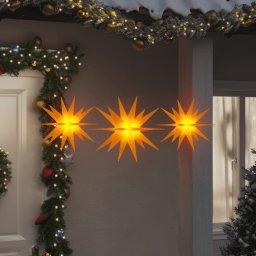Lumini de Craciun cu LED-uri, 3 buc., galben, pliabil GartenMobel Dekor