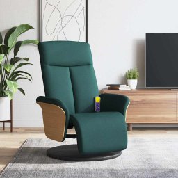 Fotoliu masaj rabatabil cu suport picioare verde închis textil GartenMobel Dekor