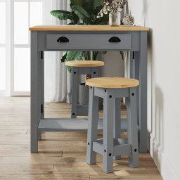 Scaune de bar, 2 buc., gri, lemn masiv de pin GartenMobel Dekor