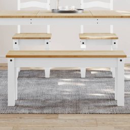 Bancheta de bucatarie PANAMA, alb, 105x30x45 cm, lemn masiv pin GartenMobel Dekor