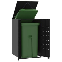 Depozitare cos gunoi cu roti pt. 1 cos, negru 69x79x117 cm otel GartenMobel Dekor