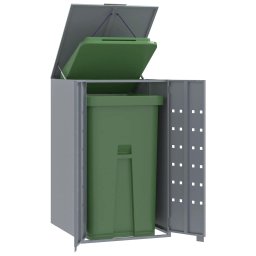 Depozitare cos gunoi cu roti, 1 cos, gri, 69x79x117 cm, otel GartenMobel Dekor