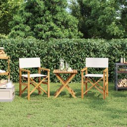 Scaune de regizor pliante, 2 buc., crem, lemn masiv de tec GartenMobel Dekor