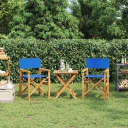 Scaune de regizor pliante, 2 buc., albastru, lemn masiv de tec GartenMobel Dekor