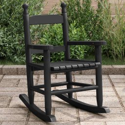 Scaun balansoar pentru copii, negru, lemn masiv de plop GartenMobel Dekor