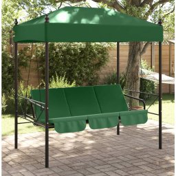 Banca balansoar de gradina cu copertina, verde, otel GartenMobel Dekor