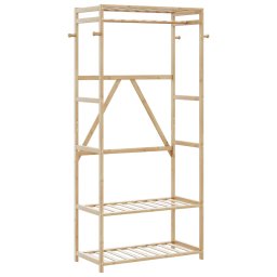 Cuier pentru haine cu rafturi, 80x40x175 cm, bambus GartenMobel Dekor