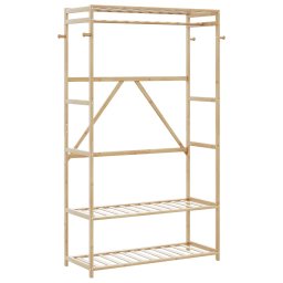 Cuier pentru haine cu rafturi, 110x40x175 cm, bambus GartenMobel Dekor