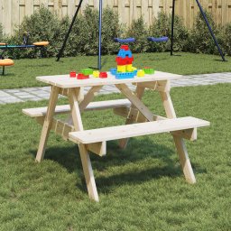 Masa picnic pentru 4 copii, orificiu umbrela, lemn masiv brad GartenMobel Dekor